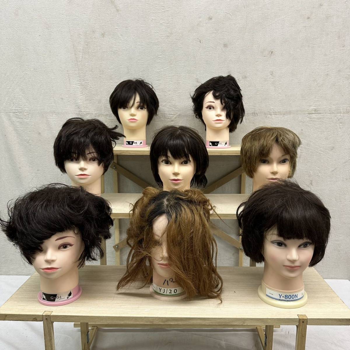 1 カットウィッグ マネキン ウィッグ 美容師 美容学生 練習用 8体 セット売り ヘアーマネキン サロン用品 理容師