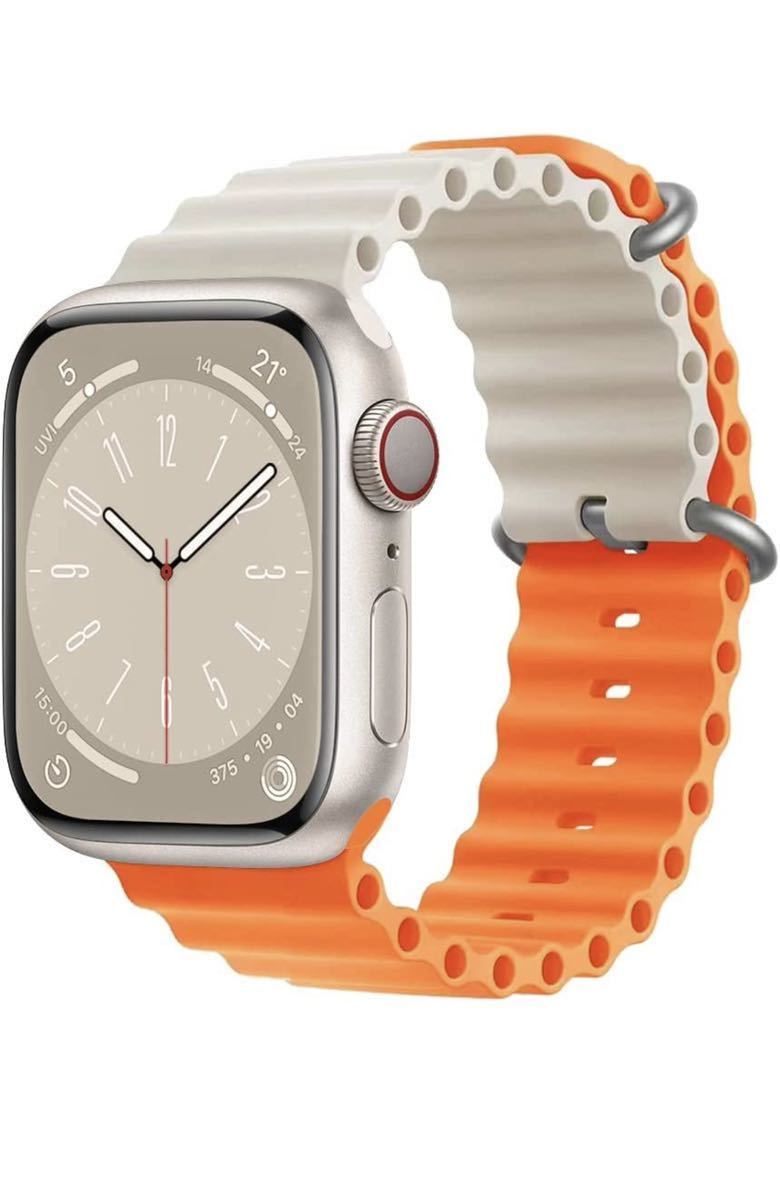 Apple Watch バンド 通気性 耐衝撃 防汗 取付簡単 交換ベルト appleウォッチ オーシャンバンドシリコン42/44/45/49mm_画像1