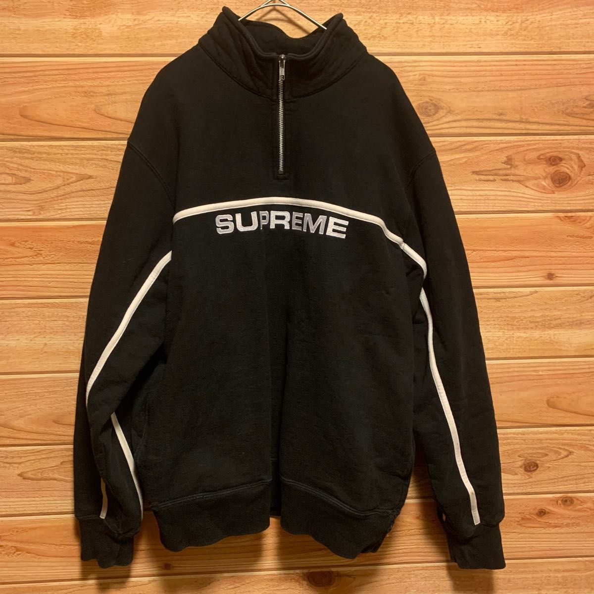 supreme 17aw ハーフジップスウェット　ロゴ　黒 ハーフジップ Half ZIP Logo SWEAT Pullover