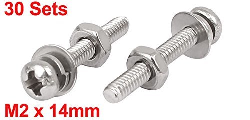 uxcell フィリップスパンヘッドネジ パンヘッドナットとワッシャー 304ステンレススチール M2 x 14mm_画像2