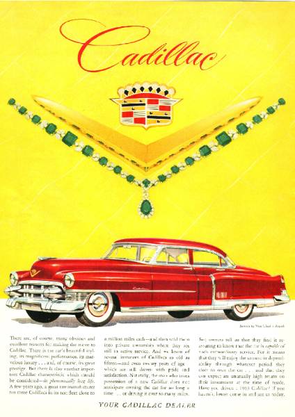 *1953 year. automobile advertisement Cadillac 3 CADILLAC GM