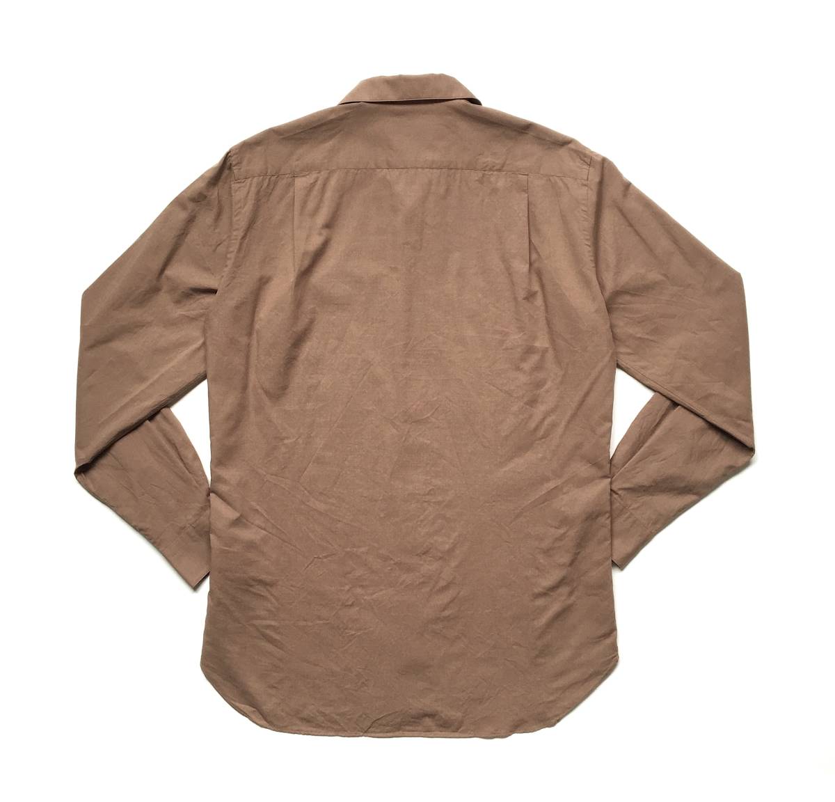 SALE】 コットン ライトブラウン オープンカラー 長袖 シャツ L