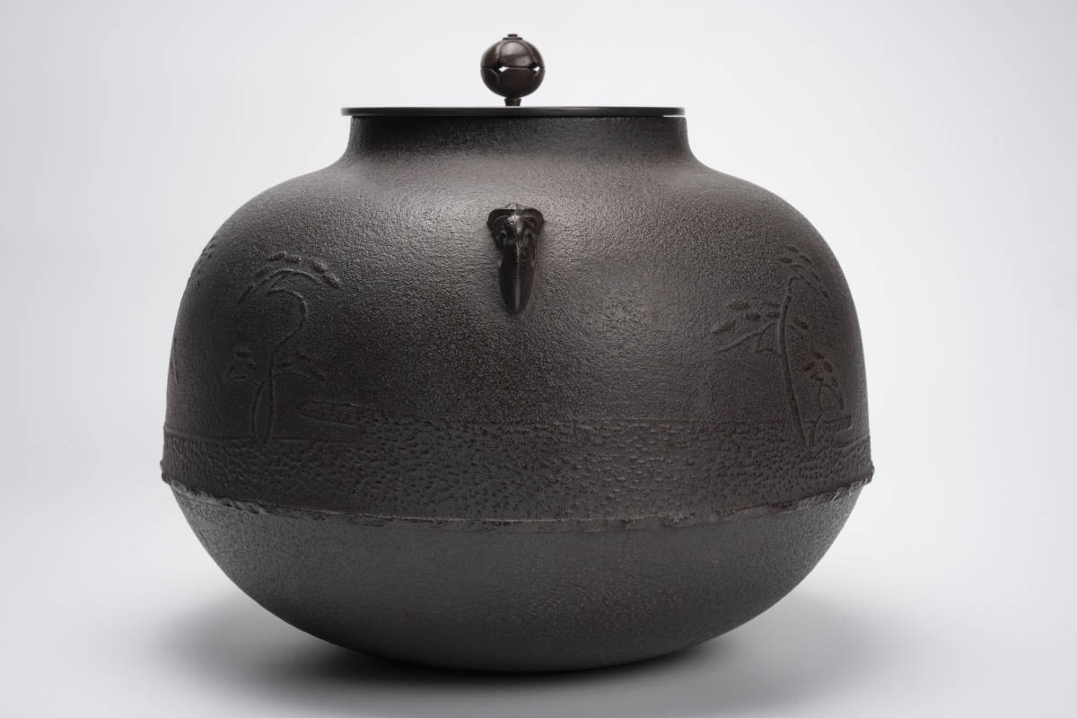 ヤフオク! - 人間国宝 高橋敬典作 真形浜松地紋 炉釜「茶道具・釜・炉釜...