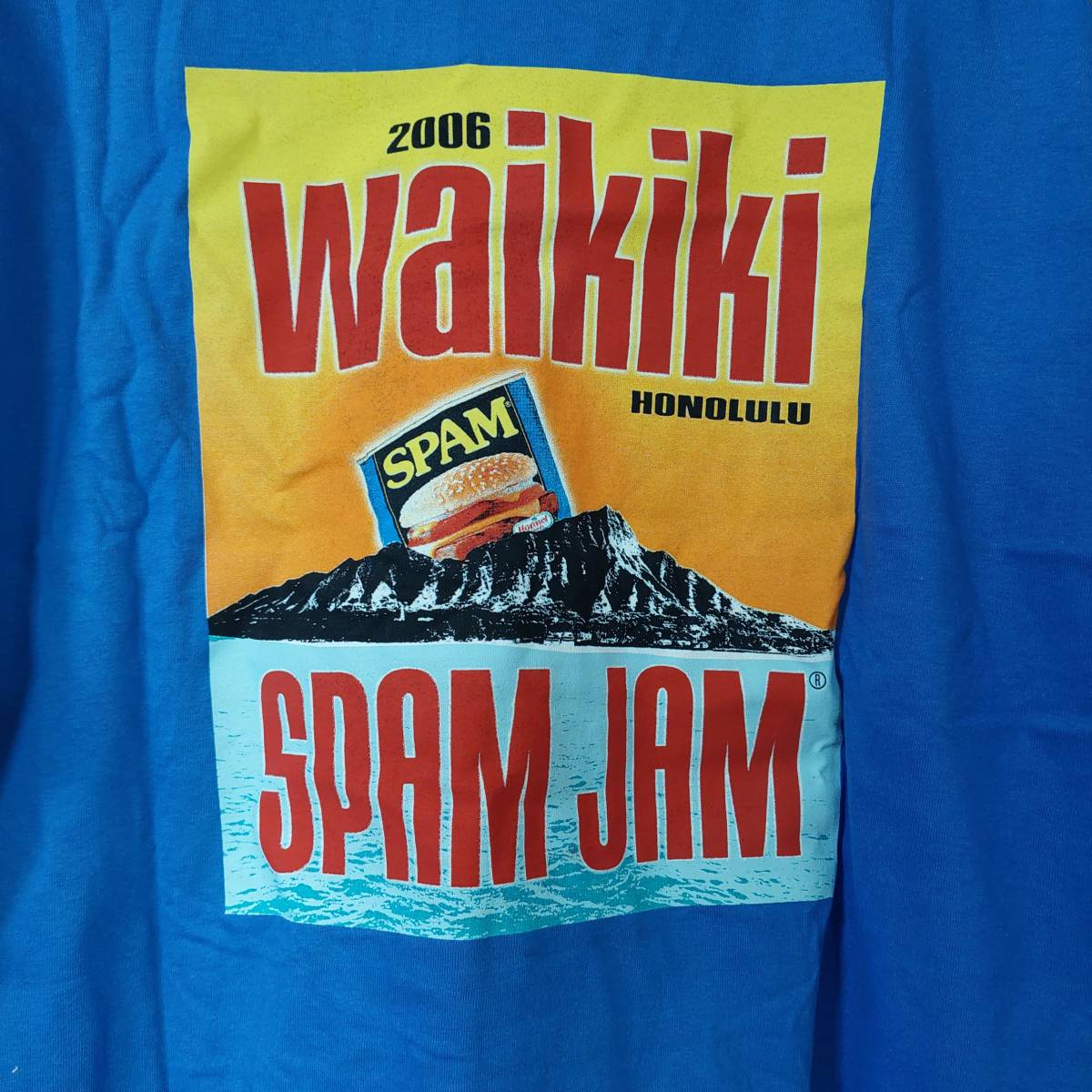 新品未使用　ハワイ　SPAM JAM　2006年 Tシャツ Lサイズ 青色_画像1