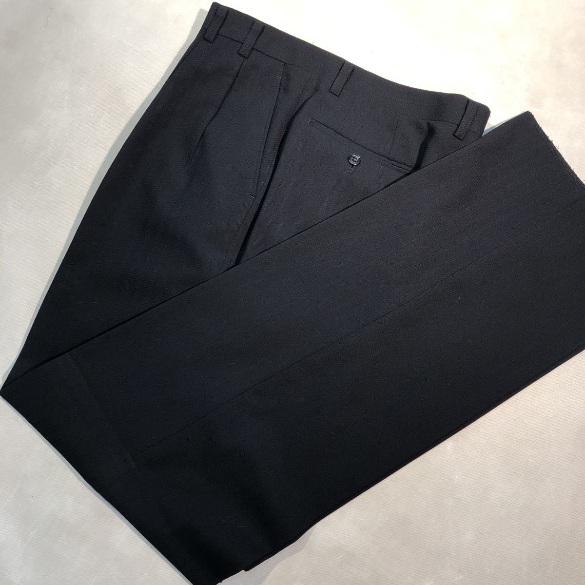  new goods NEW[ size AB6 XL* high class ADAM AND EVE] regular price 3.8 ten thousand jpy 4B double-breasted suit black group unlined in the back no- Benz 2 tuck wool 100% seriousness. super-discount 