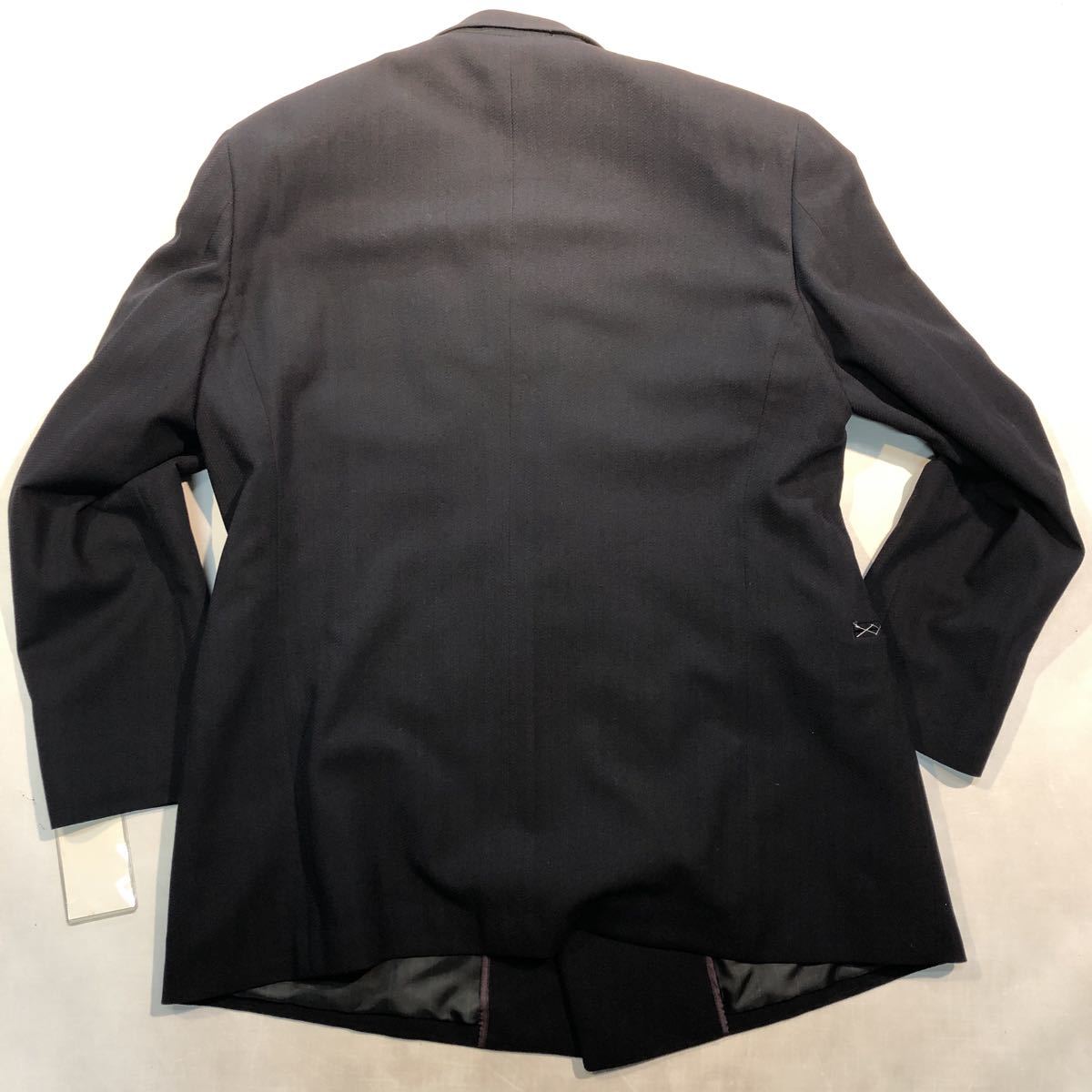  new goods NEW[ size AB6 XL* high class ADAM AND EVE] regular price 3.8 ten thousand jpy 4B double-breasted suit black group unlined in the back no- Benz 2 tuck wool 100% seriousness. super-discount 