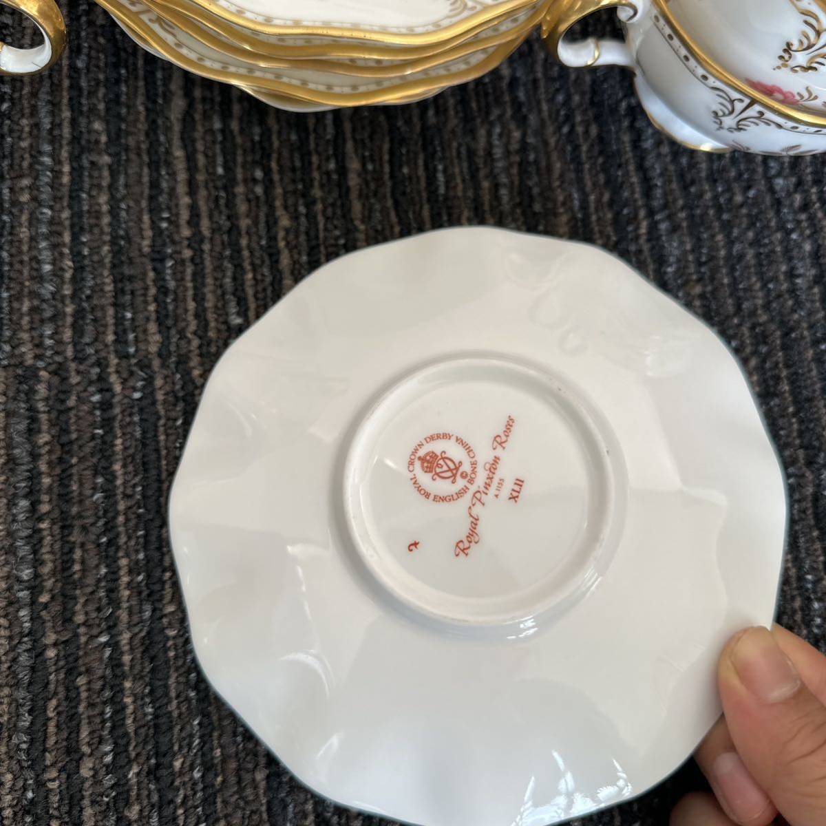 ロイヤルクラウンダービー ピンクストン ローズ カップ ソーサー 6客