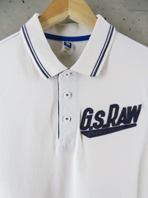 【送料300円可】9190m66◆良品です◆G-STAR RAW ジースターロウ ロゴ刺繍 半袖ポロシャツ M/ジャケット/ゴルフ/メンズ/男性/紳士_画像4