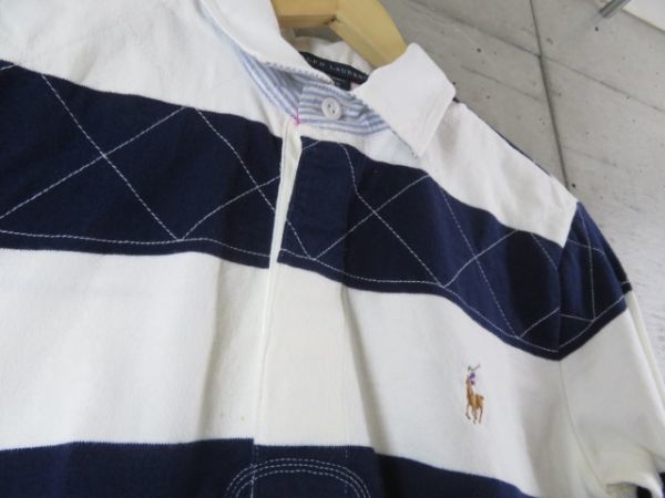 6280m11◆お洒落◆Ralph Lauren ラルフローレン 長袖ボーダーラガーシャツ M/ポロシャツ/ジャケット/ラグビー/ゴルフ/レディース/女性/婦人_画像4