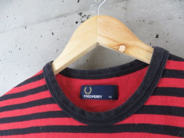 【送料300円可】2090m62◆お洒落◆FRED PERRY フレッドペリー マリンボーダー 半袖Tシャツ XS/カットソー/ポロシャツ/ジャケット/モッズ_画像6