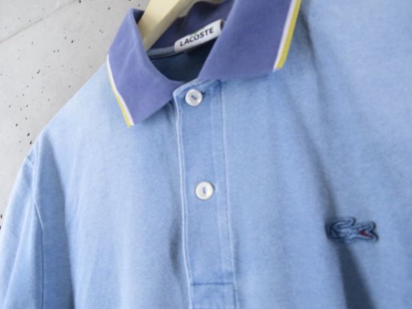 【送料300円可】2090m63◆ユーズド加工◆LACOSTE ラコステ ストレッチ 半袖ポロシャツ 3/インディゴ系/ジャケット/アメカジ/ゴルフ/メンズ_画像4