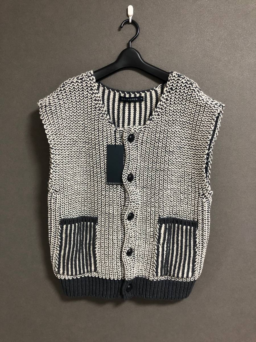 定価42900円 新品 COGNOMEN HALF CARDIGAN SWITCH KNIT VEST