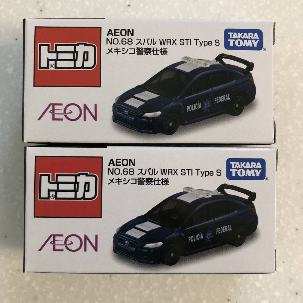 トミカ：AEON NO.68 スバル WRX STI Type S メキシコ警察仕様【２台セット】