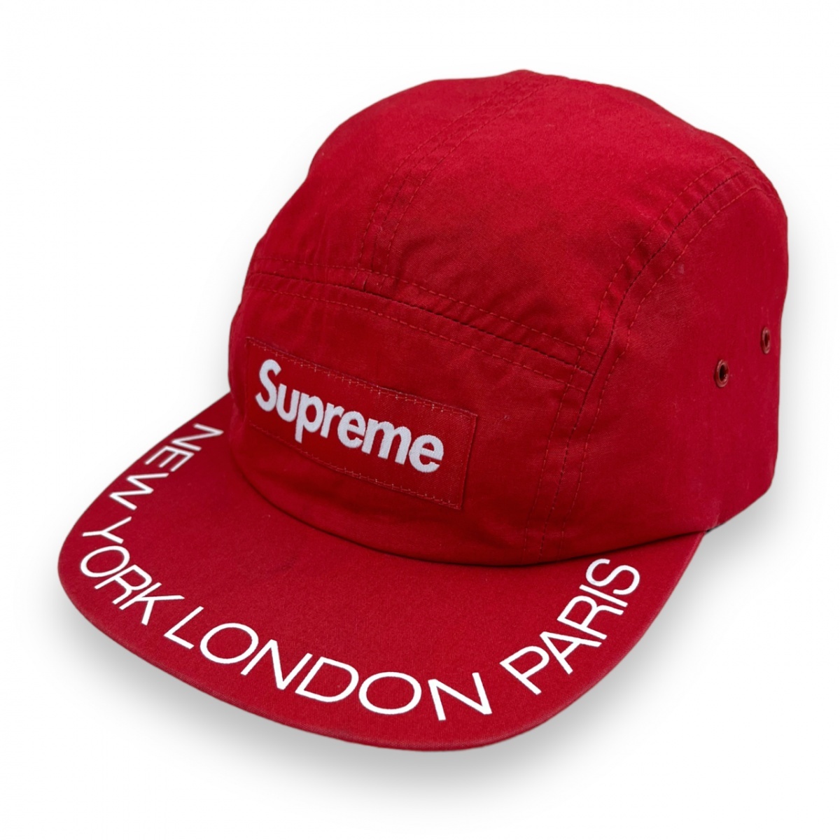 美品  コットン ジェット キャップ キャンプ 5パネル ボックスロゴ CAP PARIS LONDON YORK NEW シュプリーム SUPREME 18ss 帽子 レッド 服飾 帽子