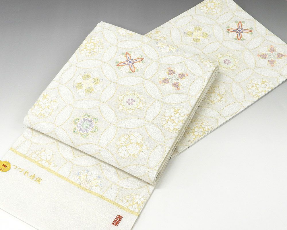 袋帯 新品仕立付き 正絹 西陣 丸勇謹製 つづれ唐織り 鳥襷七宝紋 袋帯