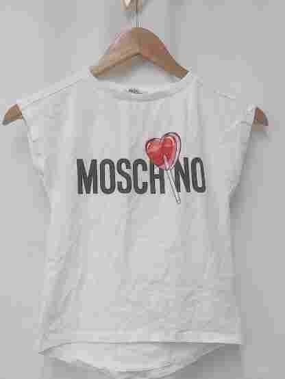 moschino Tシャツ　 カットソー ロゴ プリント キャンディー 汚れあり サイズ128 ホワイト キッズ 1211000010534_画像1