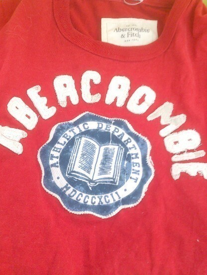 abercrombie&fitch tシャツ 半袖 カットソー ワッペン 刺繍 サイズm レッド レディース 1210000007483_画像6