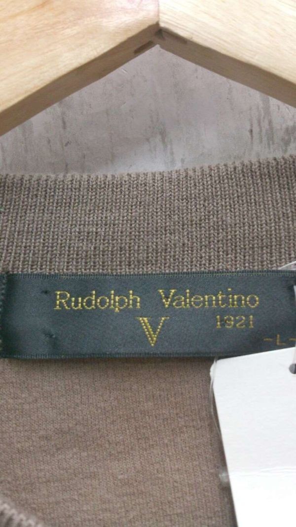 rudolph valentino セーター 長袖 切り替え ハイゲージニット ケーブル編み 柄物 毛羽立ち有 Lサイズ ブラウン メンズ 1211000016352_画像3