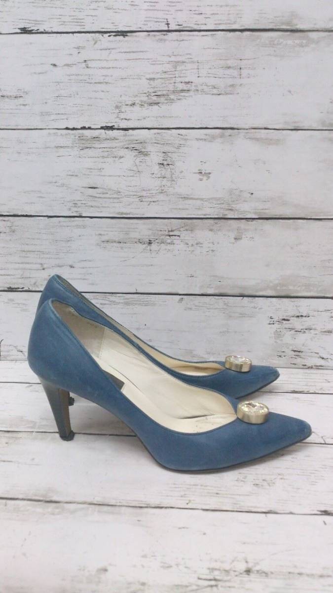 LANVIN Lanvin decoration leather pumps 23 1/2 blue woman 1201000014397