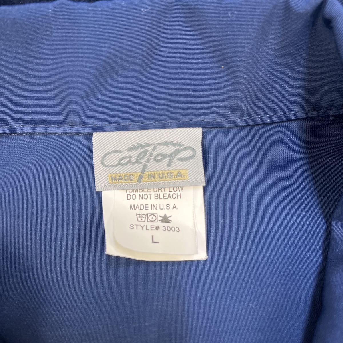 ◆美品◆USA製　Cal Top ポリエステル100%長袖シャツ ネイビー系　サイズL