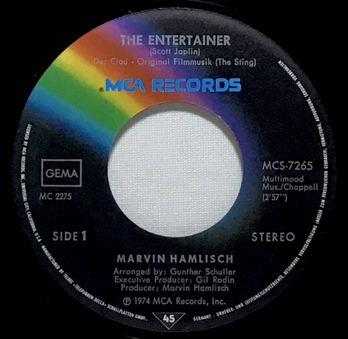 【独7】 映画 スティング THE STING テーマ曲 MARVIN HAMLISCH / THE ENTERTAINER / 1974 ドイツ盤 7インチシングルレコード EP 45_画像4