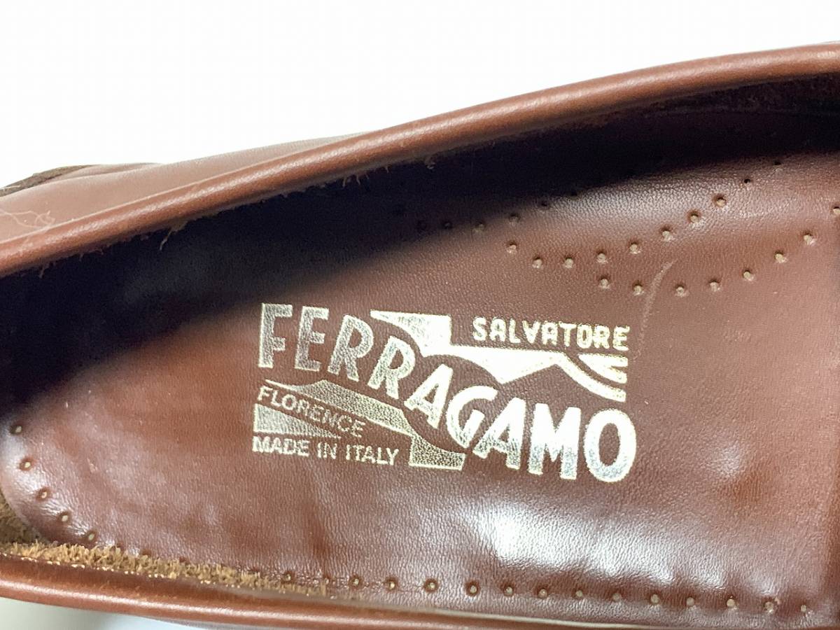 即決 Salvatore Ferragamo フェラガモ 6.5≒24.5cm ローファー 茶 ブラウン メンズ F_画像8