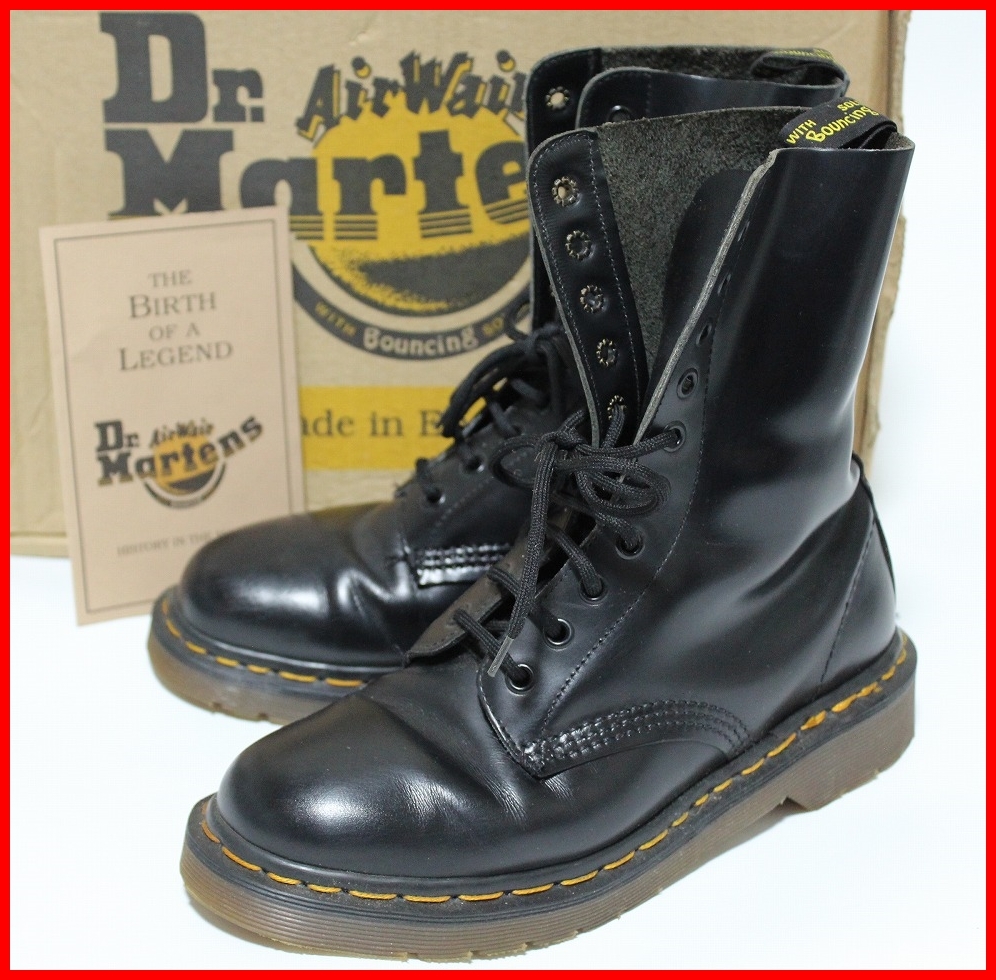 即決 Dr.Martens ドクターマーチン UK5≒23.5-24cm 10ホール ブーツ 黒 ブラック メンズ jcs