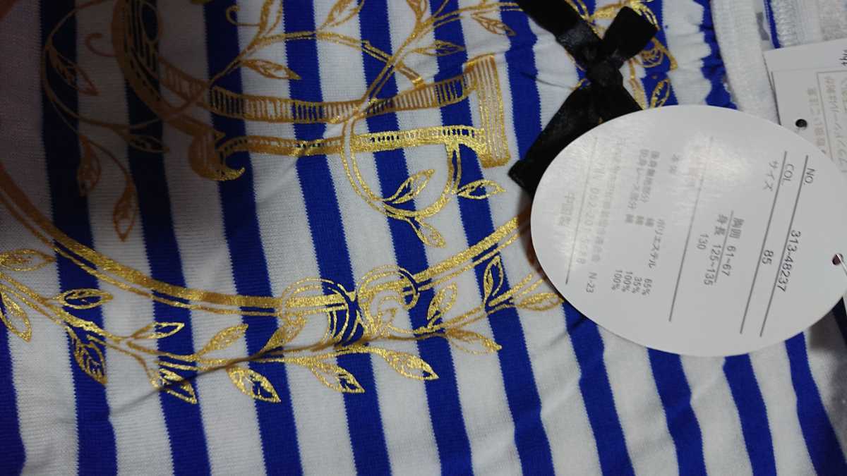 ♪141☆未使用・保管品☆joynana☆スクエアーレースの素敵な半袖Tシャツ　青BD130_画像3
