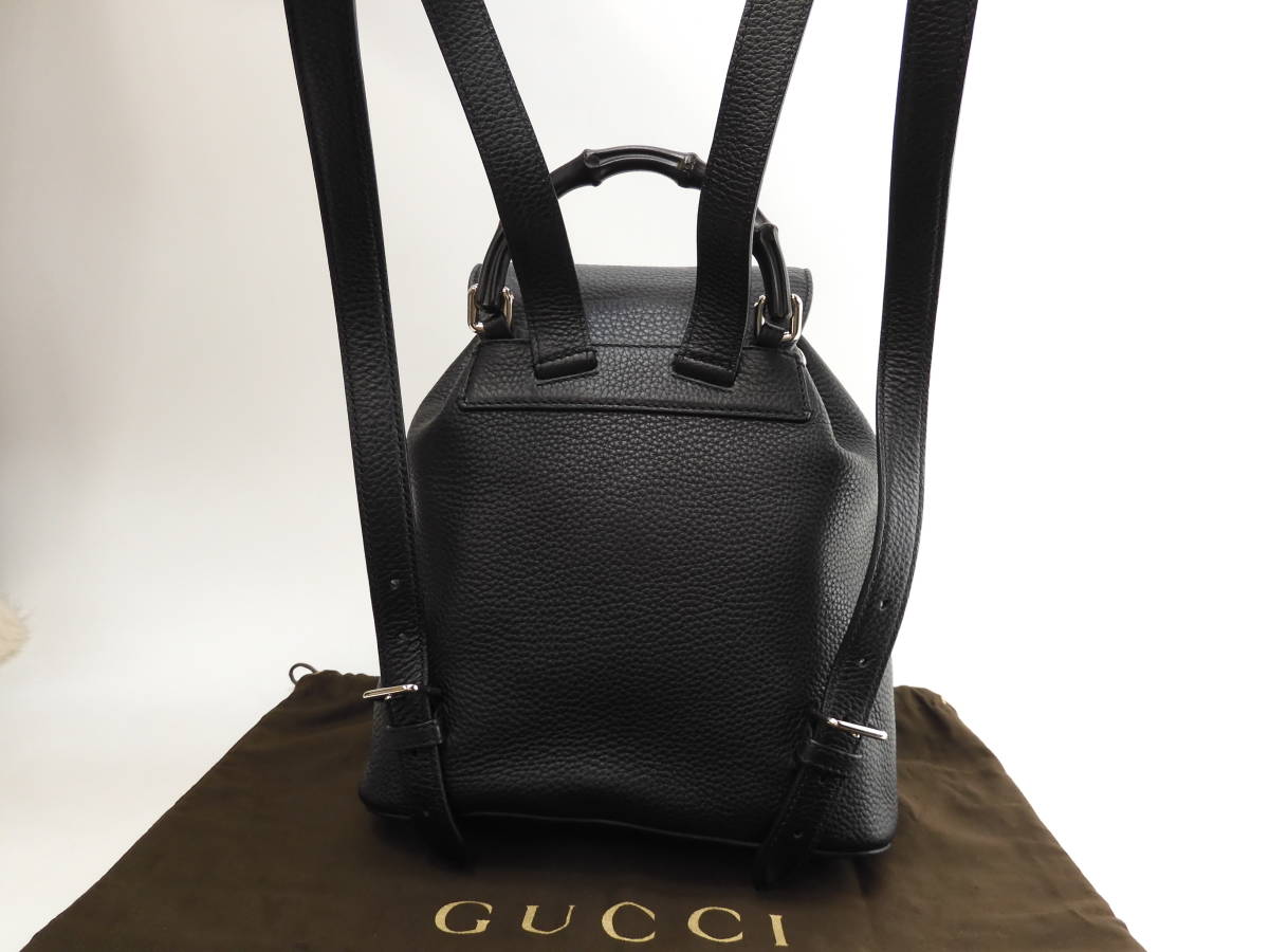 グッチ バックパック デイリー バンブーレザー黒 リュックサック グッチ バックパック デイリー バンブーレザー黒 リュックサック