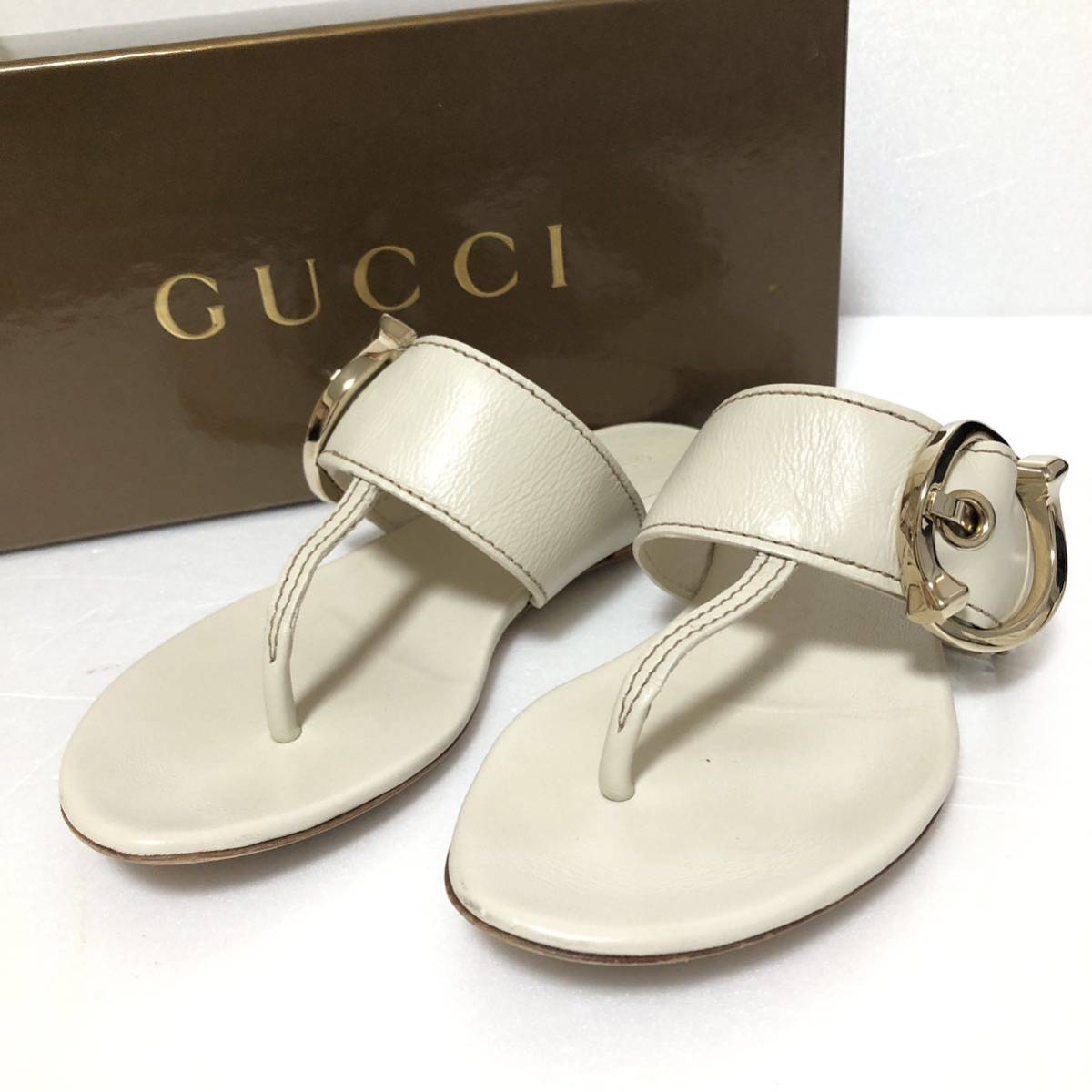 Gucci グッチ サンダル レザー 白 34C(21cm)_画像1