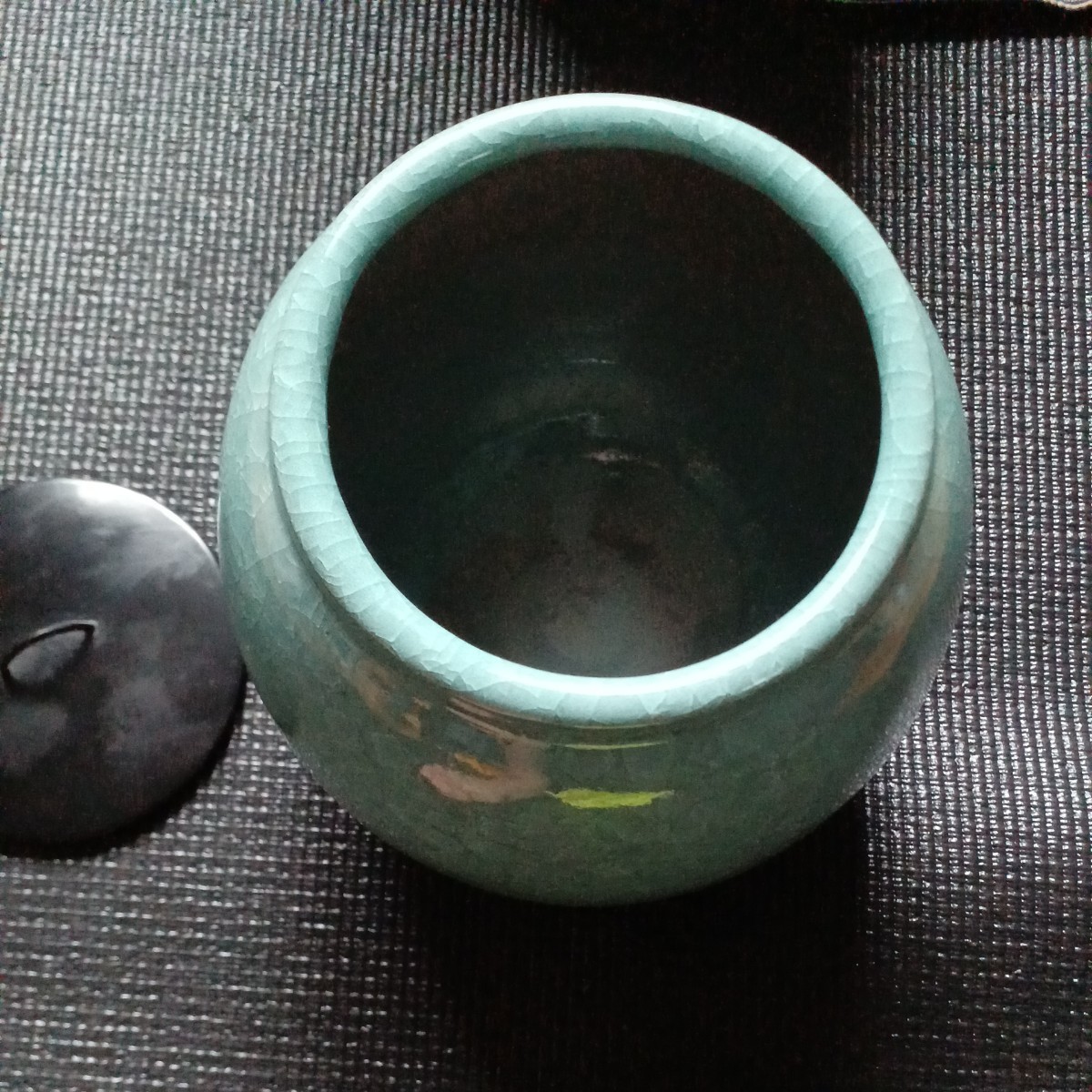 茶道具 水指 花瓶 ターコイズグリーン ターコイズブルー 梅筆文 茶道