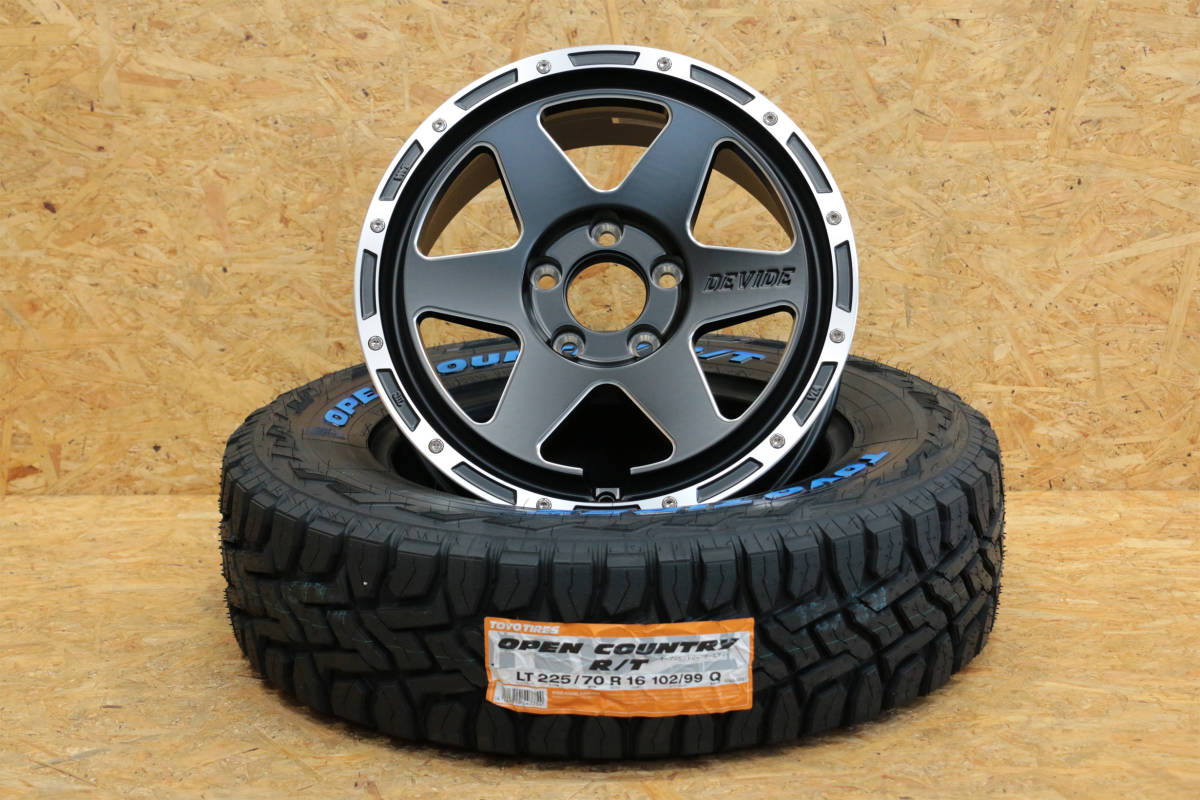 SSR ディバイド TR-6 16インチ 7.0J +38 5/114.3 フラットBK/P TOYO オープンカントリー 225/70R16 タイヤホイール4本セット　デリカなど_画像1