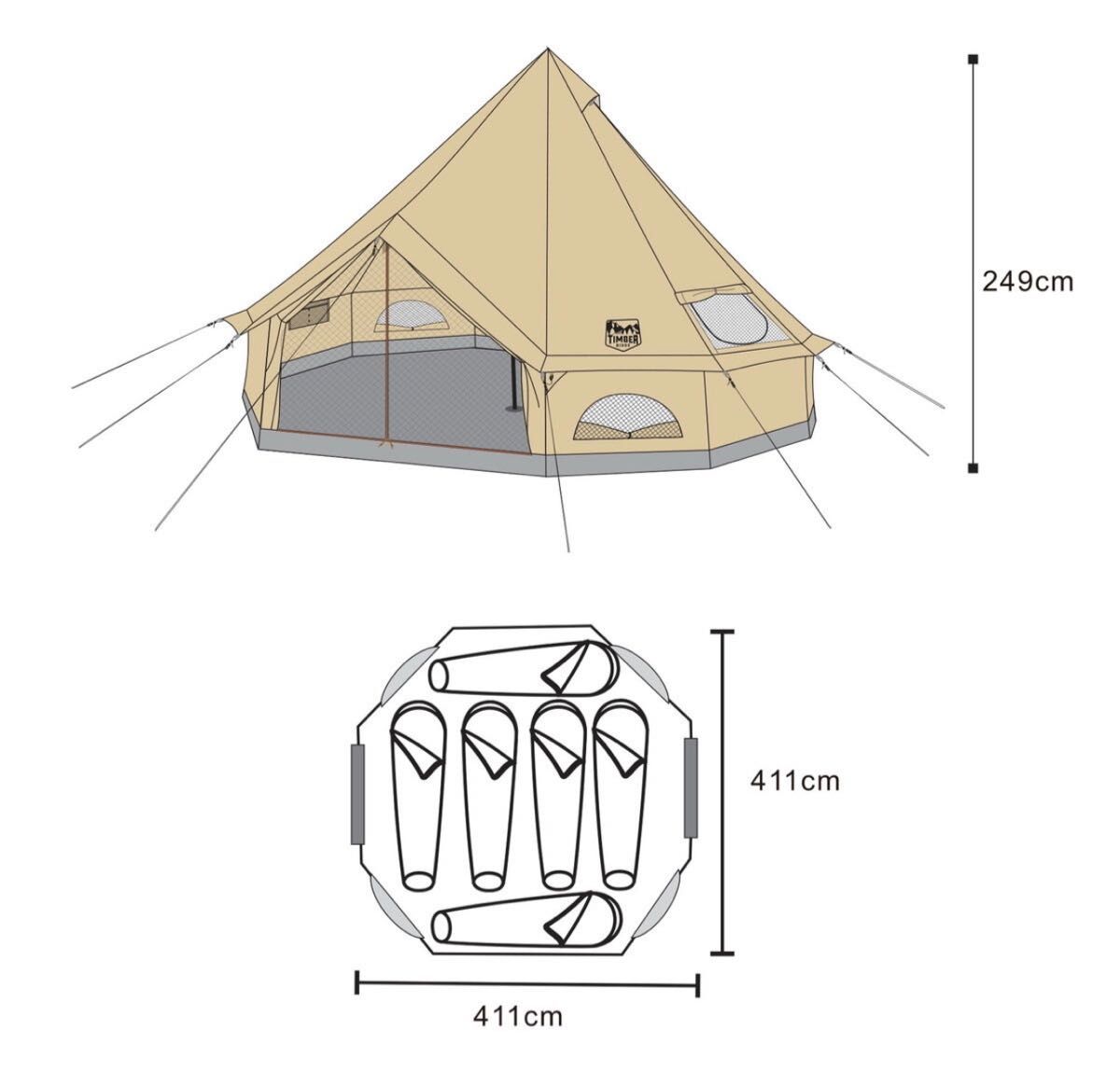 ワンポールテント 4~6人用テント ベル型テント