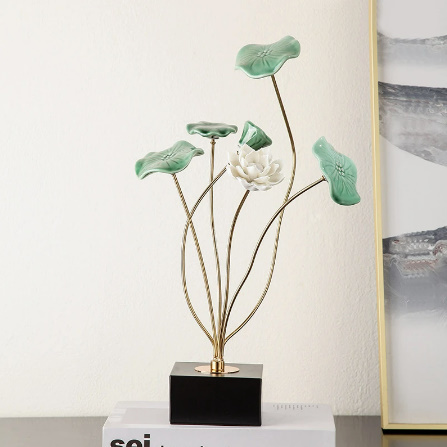 注目の シンプル モダン 彫刻 蓮の花 フラワーオーナメント1PCE