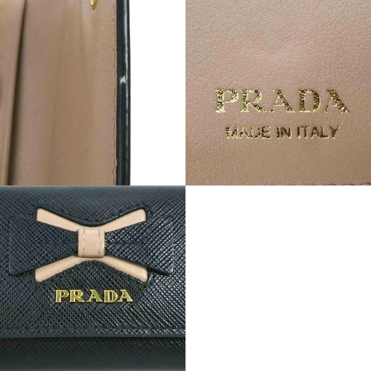 プラダ PRADA キーケース レザー ブラック×ピンクベージュ h29347f_画像10