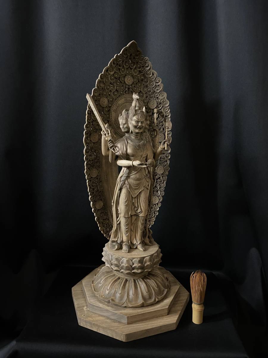大型高62cm 井波彫刻 仏教工芸品 香樟材 木彫仏教 精密彫刻 仏師で
