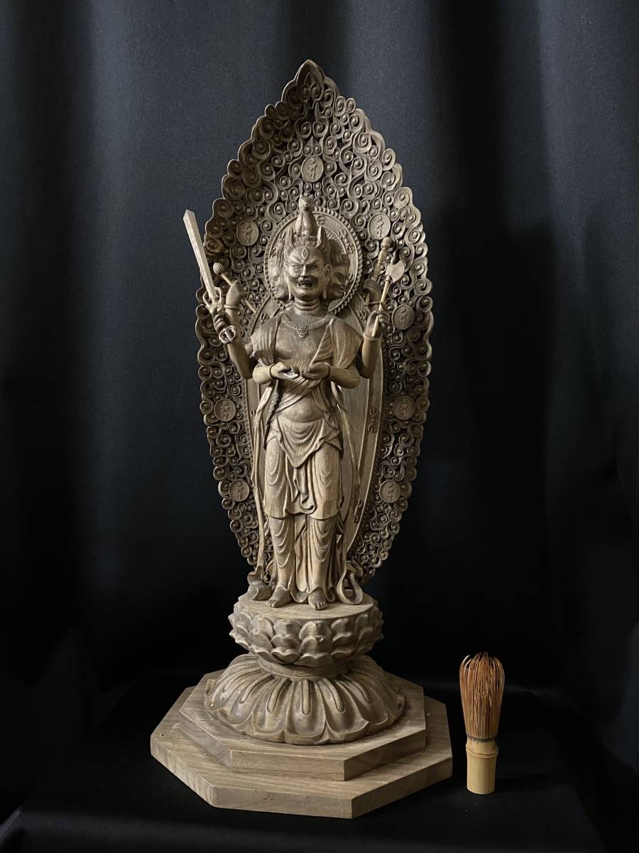 大型高62cm 井波彫刻 仏教工芸品 香樟材 木彫仏教 精密彫刻 仏師で