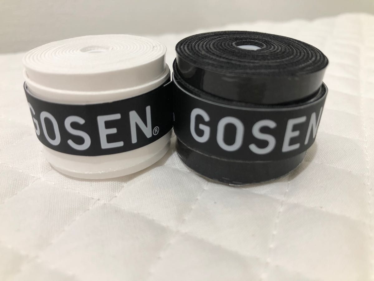 良好品】 GOSEN テニスグリップテープ 黒2個白2個