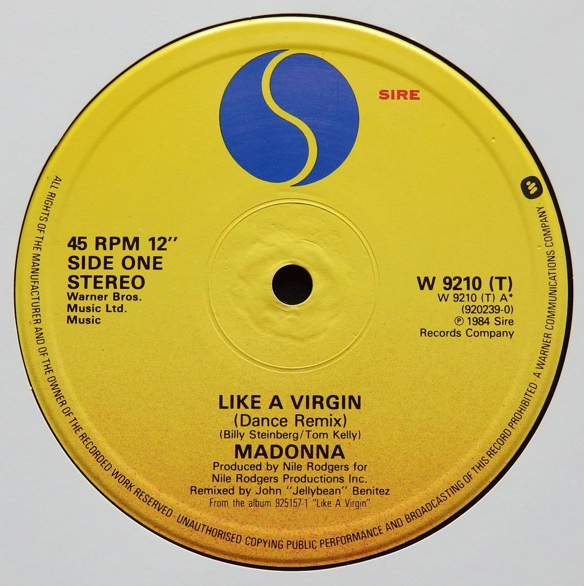 【1984年UKオリジナル盤/12”EP/大ヒット曲リミックス/DJ未使用保存状態良好盤】 MADONNA / Like A Virgin b/w Stay_※白スリーヴは撮影用に使用しています。