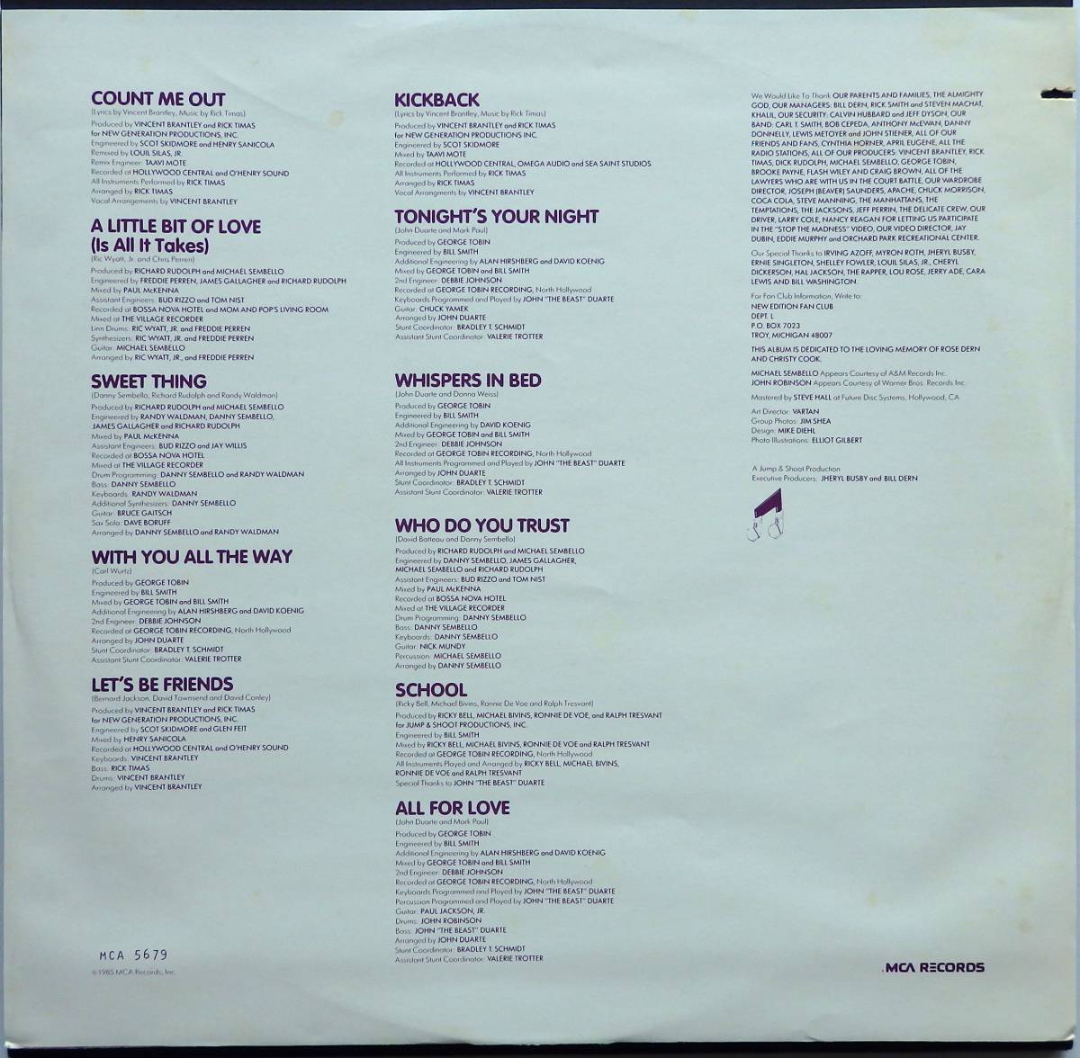 【1985年3rd/USオリジナル盤/シュリンク＆ハイプステッカー付き/Bobby Brown】 NEW EDITION / All For Love_画像5