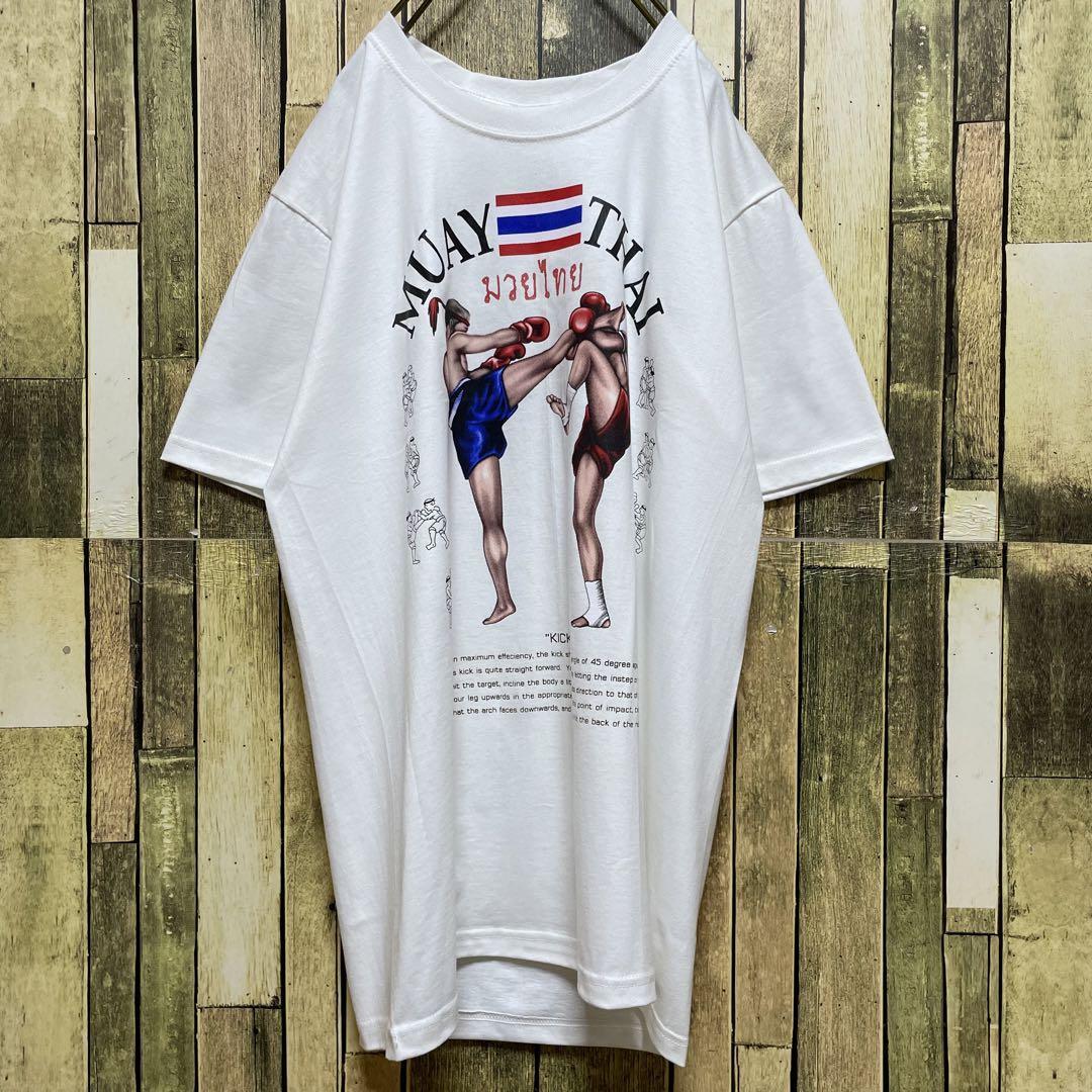 人気カラー》Muay Thai9 白 Tシャツ XL ビッグプリント｜PayPayフリマ
