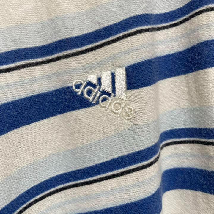 《80年代当時物》adidas アディダス 青☆Tシャツ M 刺繍_画像4