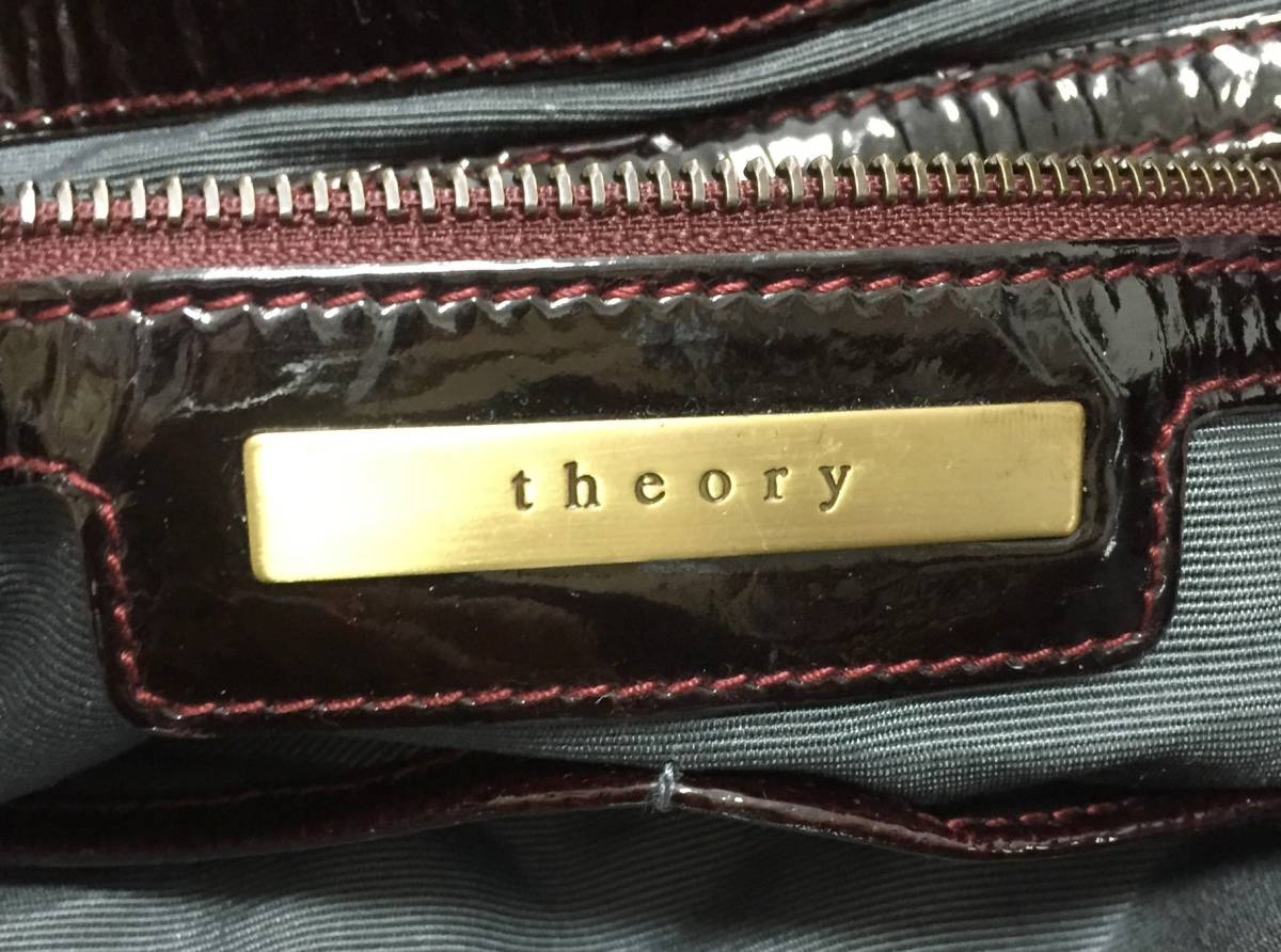 no13738 Theory セオリー エナメル 肩掛けショルダー トート バッグの画像8