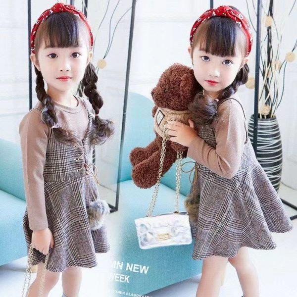 !mineka! Kids One-piece setup shirt + the best One-piece child clothes Kids girl Korea manner cotton cotton 120CM 908117/6T