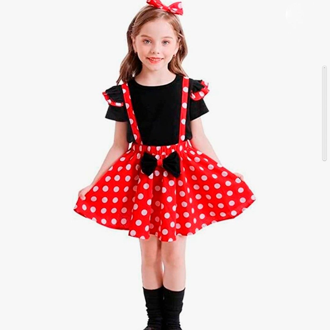 キッズ 子供服 110 コスプレ 衣装 ミニーカラー コスチューム セットアップ ワンピース 女の子 3点セット なりきり マウス｜PayPayフリマ