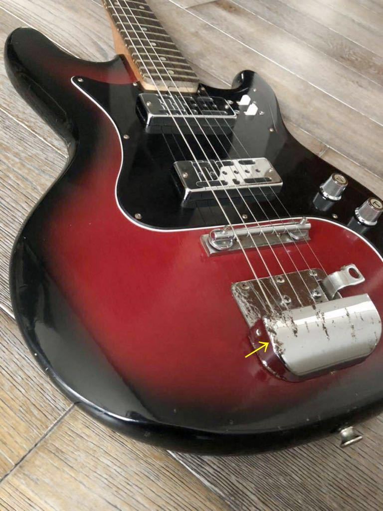 VISION【VEG-120】サンバースト エレキギター TEISCO テスコ ビジョン 日本製 JV 劇団 小道具 希少品 -VINTAGE-_→部　ブリッジフェンス　サビ有り