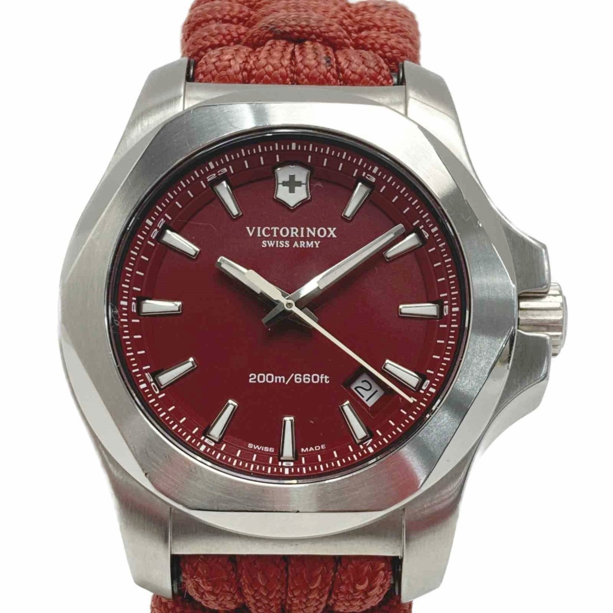 ☆☆ VICTORINOX ビクトリノックス I.N.O.X. イノックス レッド クォーツ メンズ 腕時計 コンパスバンパー付 やや傷や汚れあり_画像1