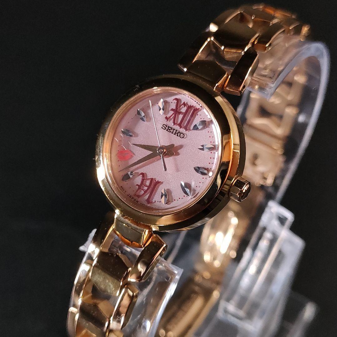 極美品【稼働品】SEIKO セイコーティセ V117 ゴールド ピンク ソーラー