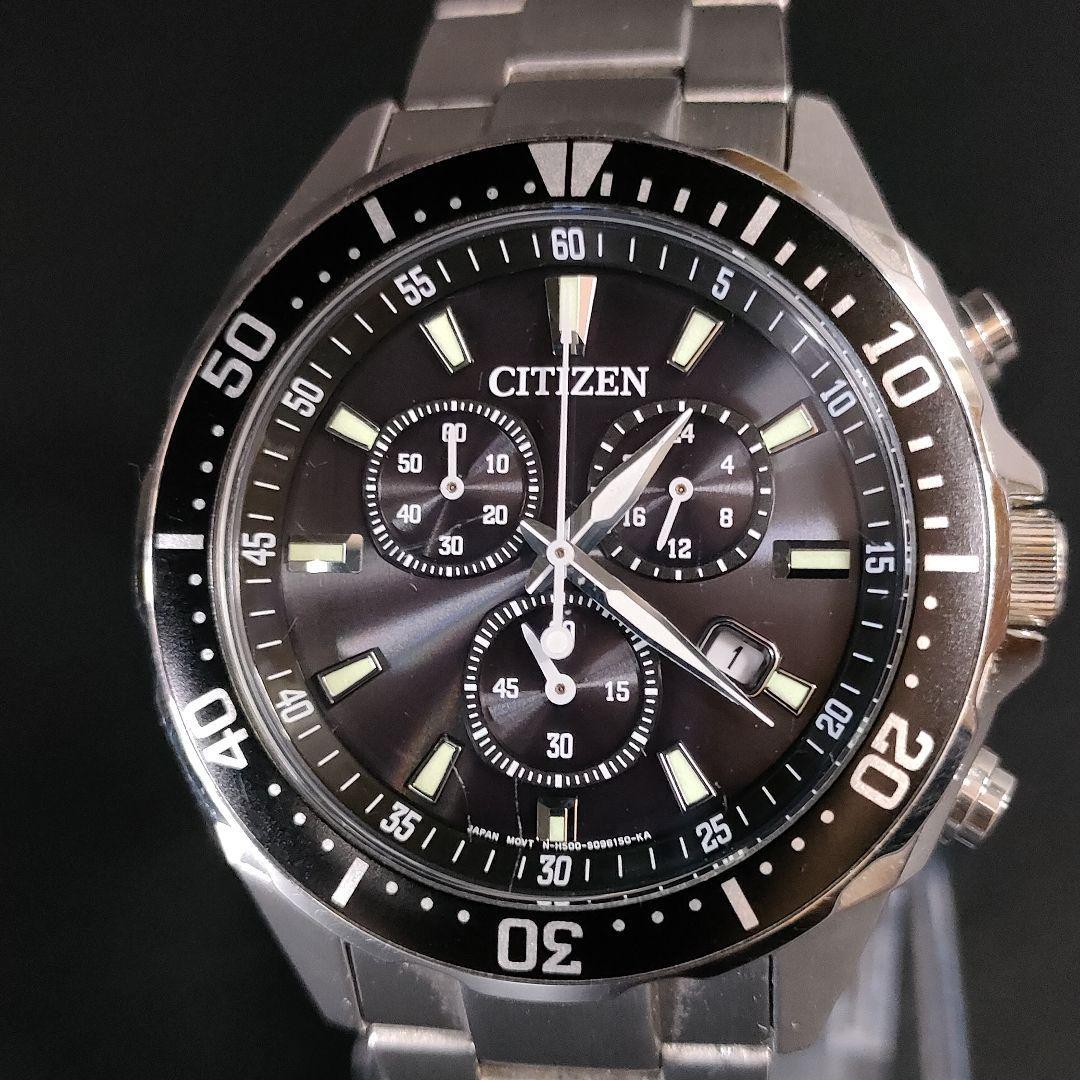 美品【稼働品】CITIZEN シチズン H500 ブラック シルバー ソーラー-