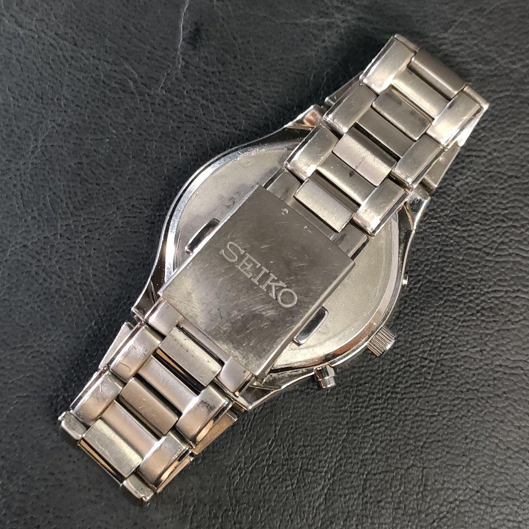 美品【稼働品】SEIKO セイコー7B42 ホワイト シルバー ソーラー チタン